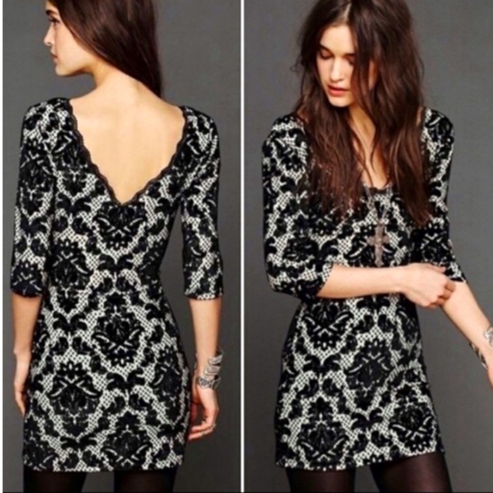 FREE PEOPLE Fair Maiden Floral Velvet Dress